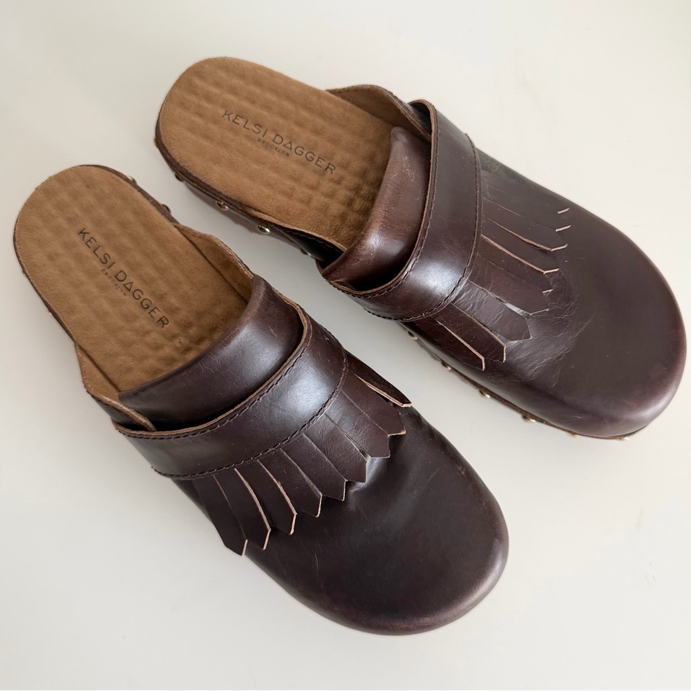 Kelsi Dagger Brown Studded Leather Clog - Picture 2 of 11